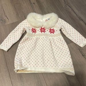 Janie and Jack Sweater Dress with Fur Collar! 6-12 MO